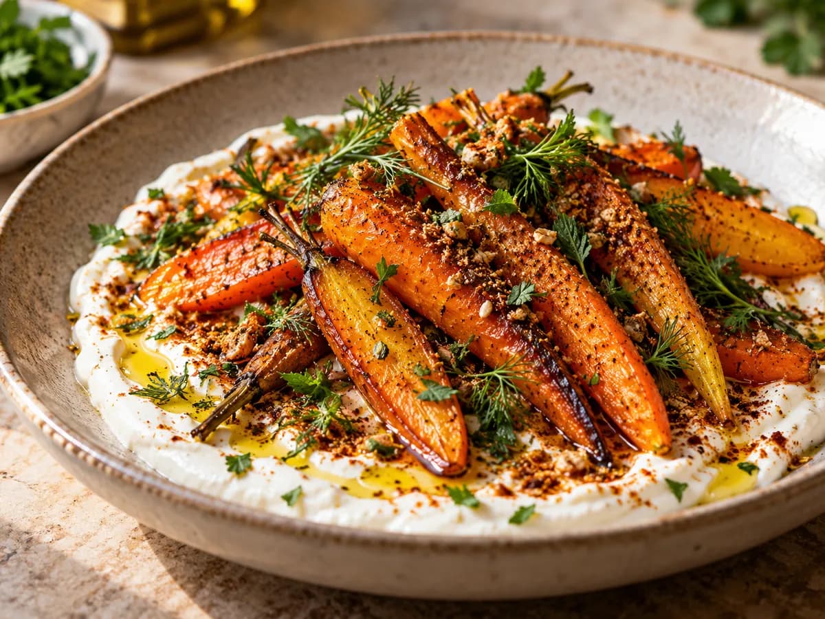 Roasted Carrots on Yogurt